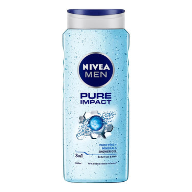 NIVEA Men Body Wash, Active Clean with Active Charcoal, Shower Gel for Body, Face & Hair, 500 ml & Men Body Wash, 500 ml